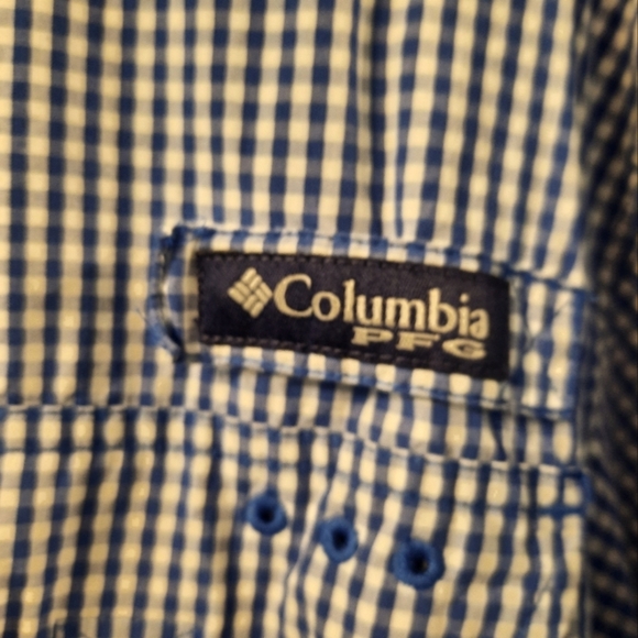 Columbia Pfg Womens Blue And White Checkered Shirt Large MTSU - Picture 3 of 10